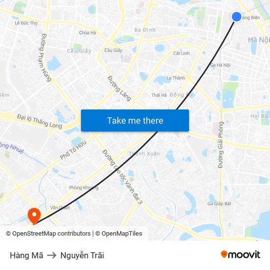 Hàng Mã to Nguyễn Trãi map