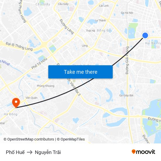 Phố Huế to Nguyễn Trãi map