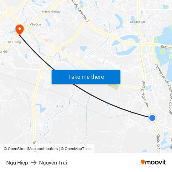 Ngũ Hiệp to Nguyễn Trãi map