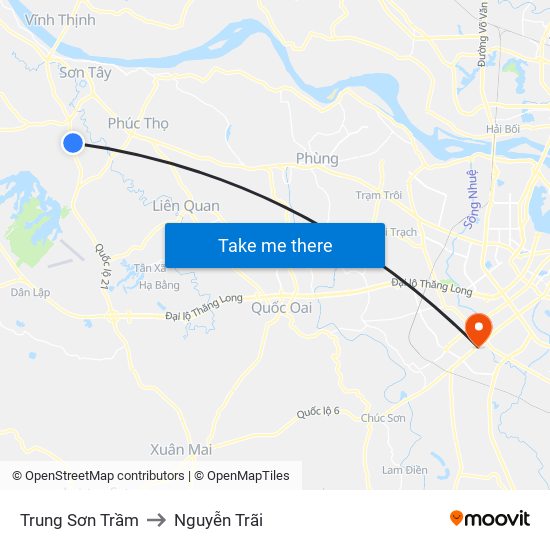 Trung Sơn Trầm to Nguyễn Trãi map