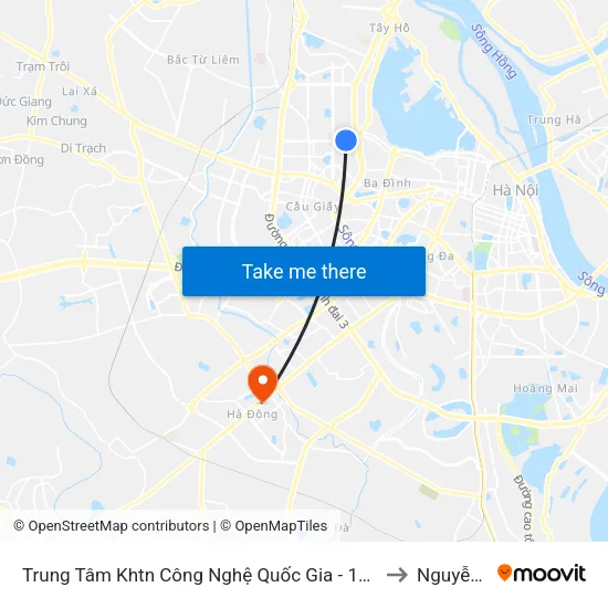 Trung Tâm Khtn Công Nghệ Quốc Gia - 18 Hoàng Quốc Việt to Nguyễn Trãi map