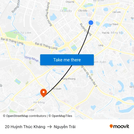 20 Huỳnh Thúc Kháng to Nguyễn Trãi map