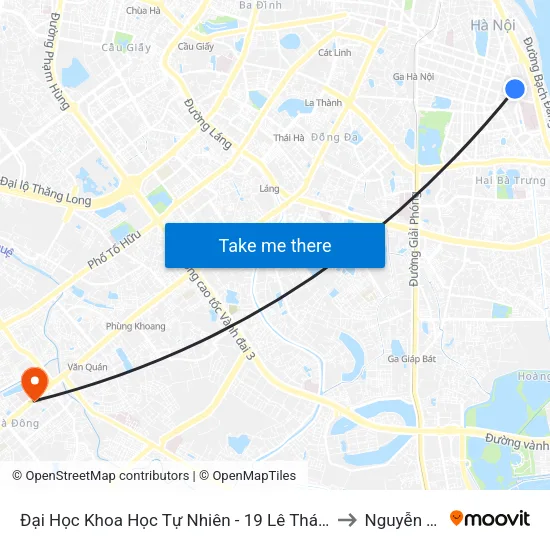 Đại Học Khoa Học Tự Nhiên - 19 Lê Thánh Tông to Nguyễn Trãi map