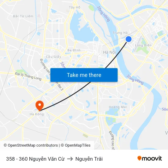 358 - 360 Nguyễn Văn Cừ to Nguyễn Trãi map