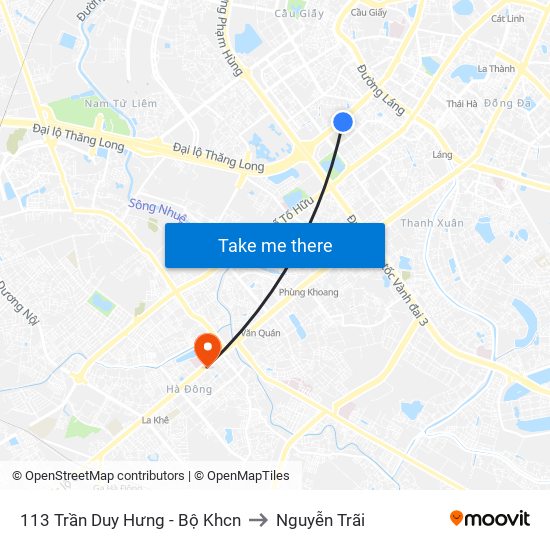 113 Trần Duy Hưng - Bộ Khcn to Nguyễn Trãi map