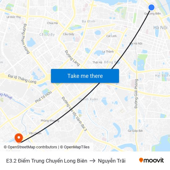 E3.2 Điểm Trung Chuyển Long Biên to Nguyễn Trãi map