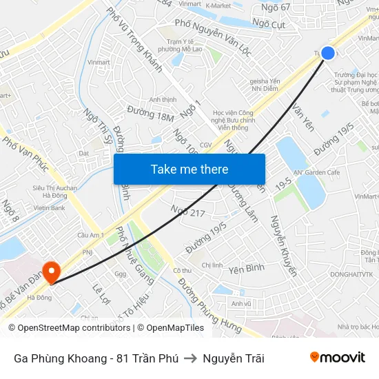 Ga Phùng Khoang - 81 Trần Phú to Nguyễn Trãi map