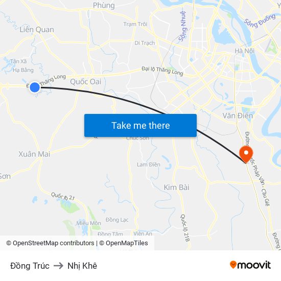 Đồng Trúc to Nhị Khê map