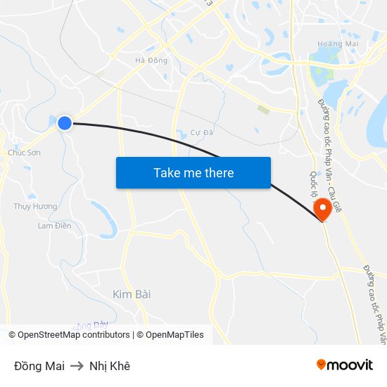 Đồng Mai to Nhị Khê map