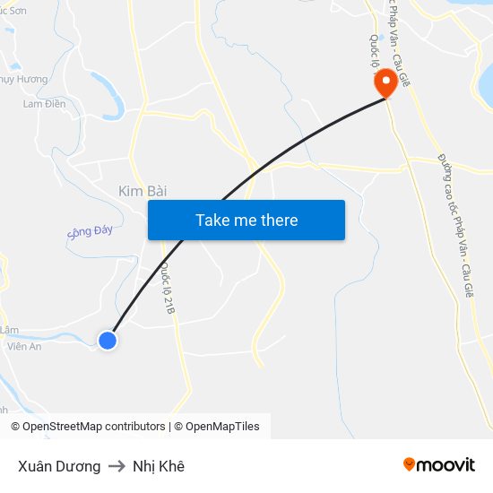 Xuân Dương to Nhị Khê map