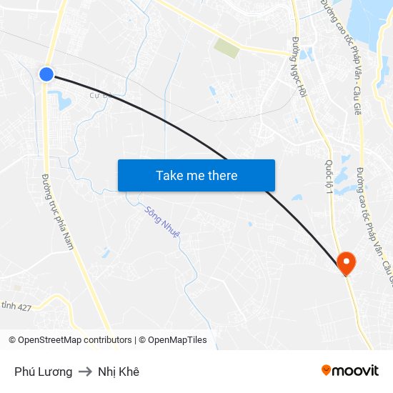 Phú Lương to Nhị Khê map