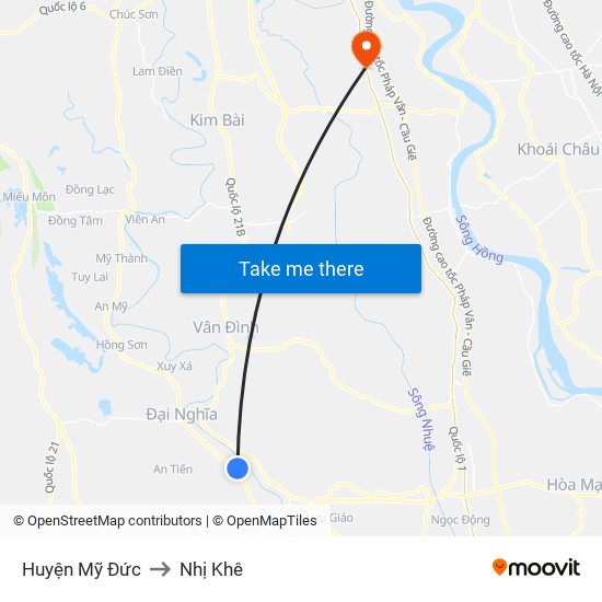 Huyện Mỹ Đức to Nhị Khê map