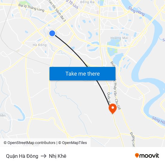 Quận Hà Đông to Nhị Khê map