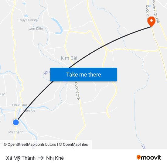 Xã Mỹ Thành to Nhị Khê map