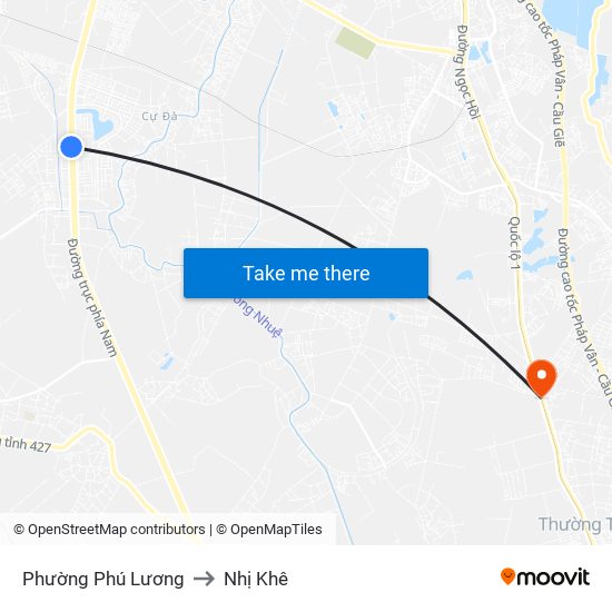 Phường Phú Lương to Nhị Khê map