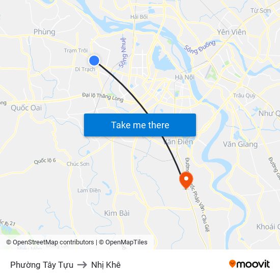 Phường Tây Tựu to Nhị Khê map