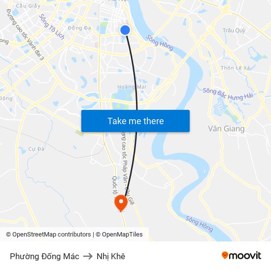 Phường Đống Mác to Nhị Khê map