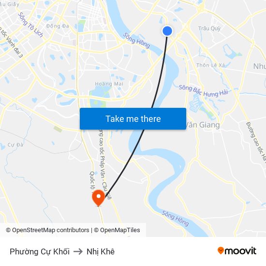 Phường Cự Khối to Nhị Khê map