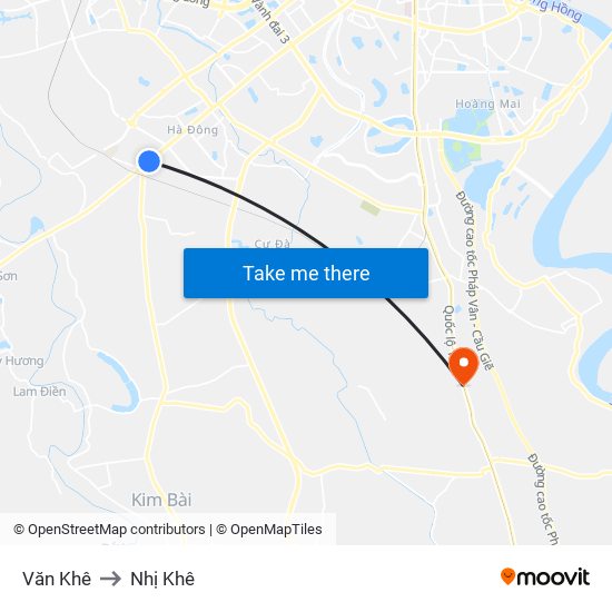 Văn Khê to Nhị Khê map