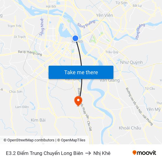 E3.2 Điểm Trung Chuyển Long Biên to Nhị Khê map