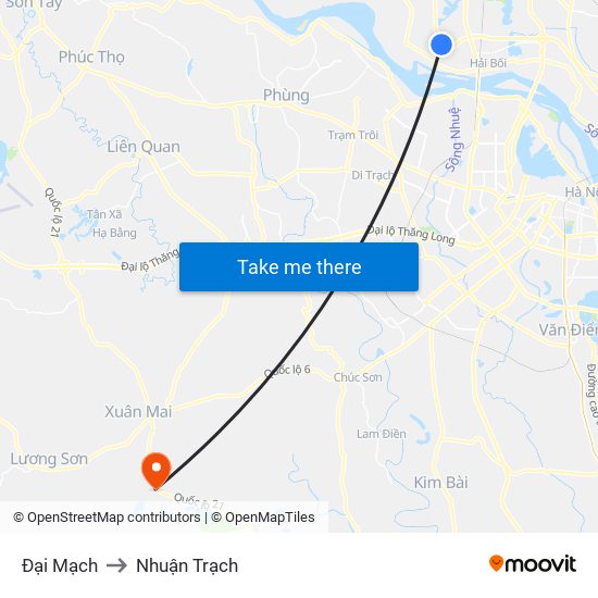 Đại Mạch to Nhuận Trạch map