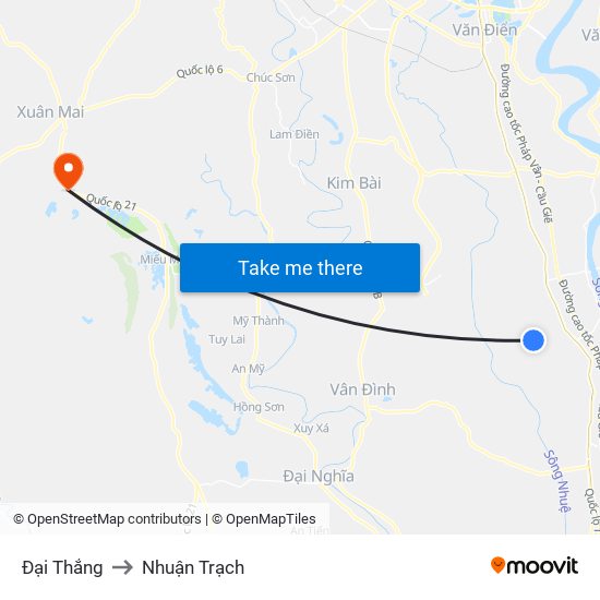 Đại Thắng to Nhuận Trạch map