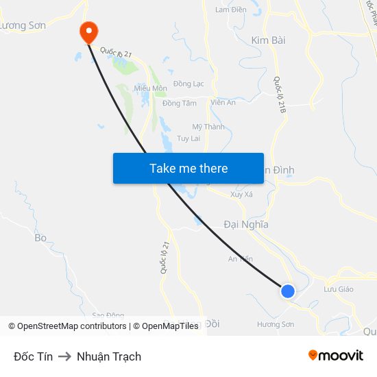 Đốc Tín to Nhuận Trạch map