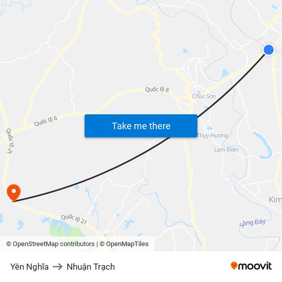 Yên Nghĩa to Nhuận Trạch map