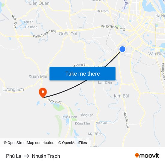 Phú La to Nhuận Trạch map