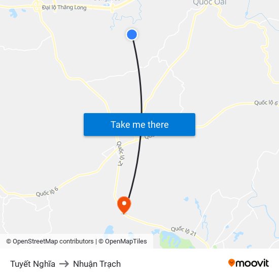 Tuyết Nghĩa to Nhuận Trạch map