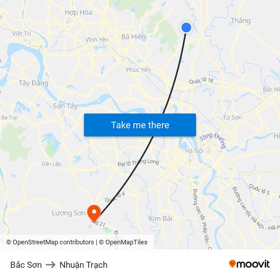 Bắc Sơn to Nhuận Trạch map