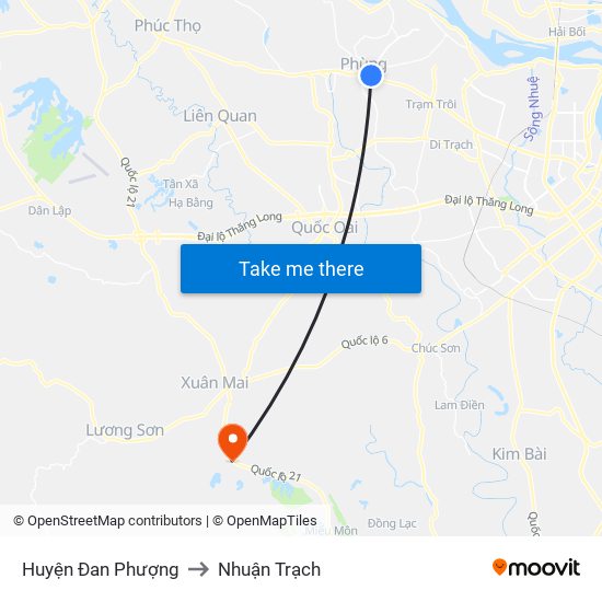 Huyện Đan Phượng to Nhuận Trạch map