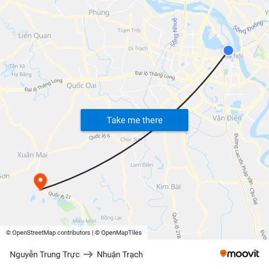 Nguyễn Trung Trực to Nhuận Trạch map