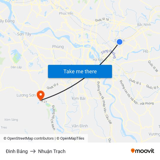 Đình Bảng to Nhuận Trạch map