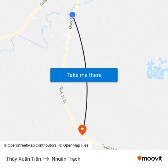 Thủy Xuân Tiên to Nhuận Trạch map