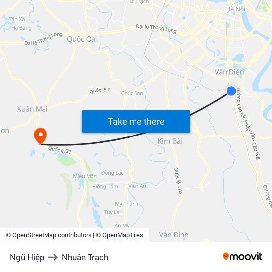 Ngũ Hiệp to Nhuận Trạch map