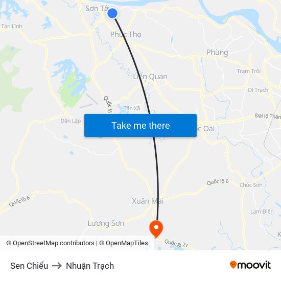 Sen Chiểu to Nhuận Trạch map