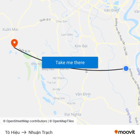 Tô Hiệu to Nhuận Trạch map