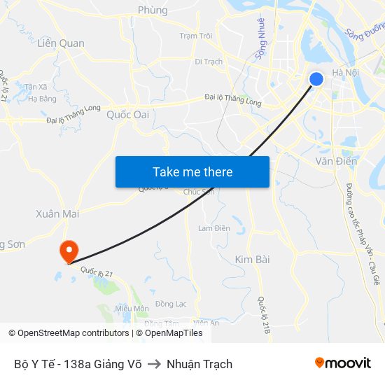 Bộ Y Tế - 138a Giảng Võ to Nhuận Trạch map