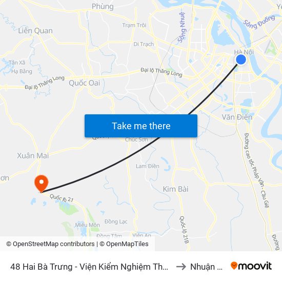 48 Hai Bà Trưng - Viện Kiểm Nghiệm Thuốc Trung Ương to Nhuận Trạch map