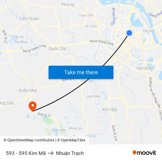 593 - 595 Kim Mã to Nhuận Trạch map