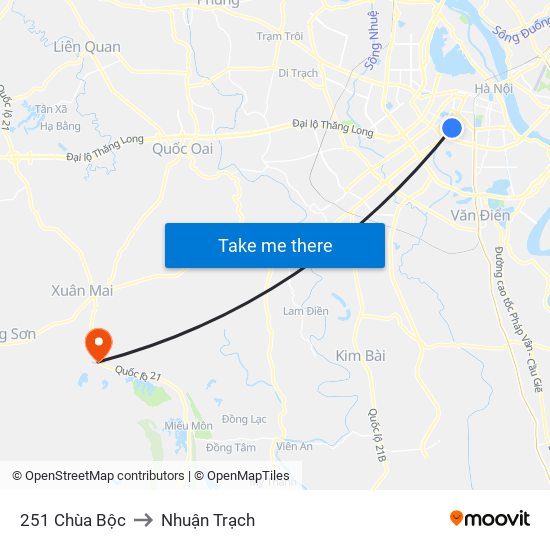 251 Chùa Bộc to Nhuận Trạch map