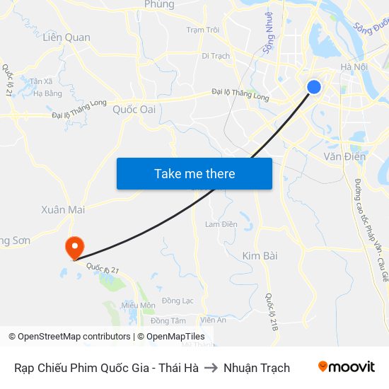 Rạp Chiếu Phim Quốc Gia - Thái Hà to Nhuận Trạch map