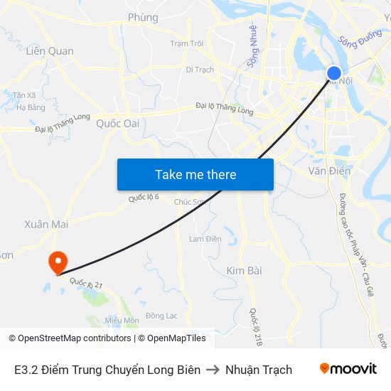 E3.2 Điểm Trung Chuyển Long Biên to Nhuận Trạch map