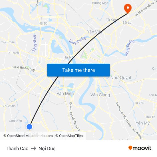 Thanh Cao to Nội Duệ map