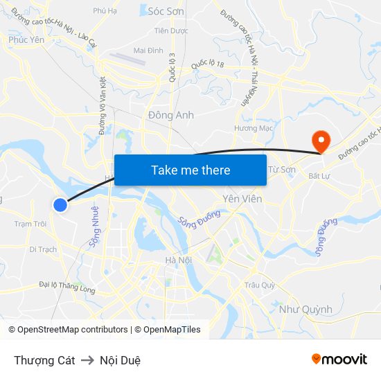 Thượng Cát to Nội Duệ map