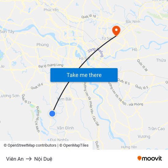 Viên An to Nội Duệ map