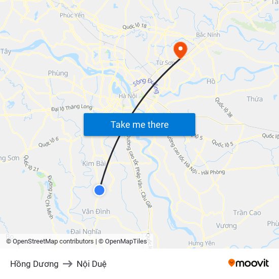 Hồng Dương to Nội Duệ map