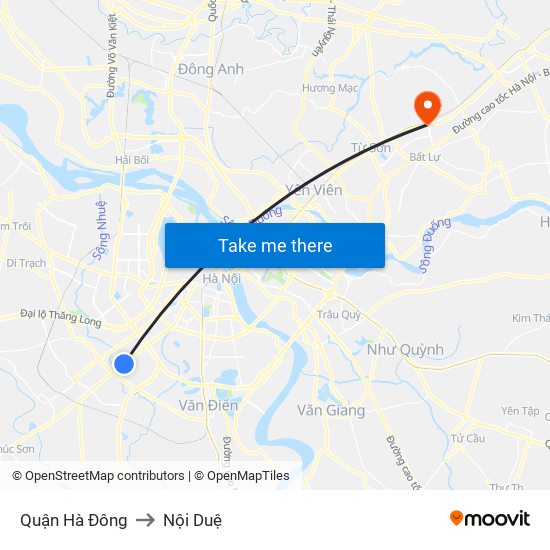 Quận Hà Đông to Nội Duệ map