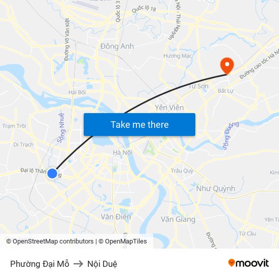 Phường Đại Mỗ to Nội Duệ map